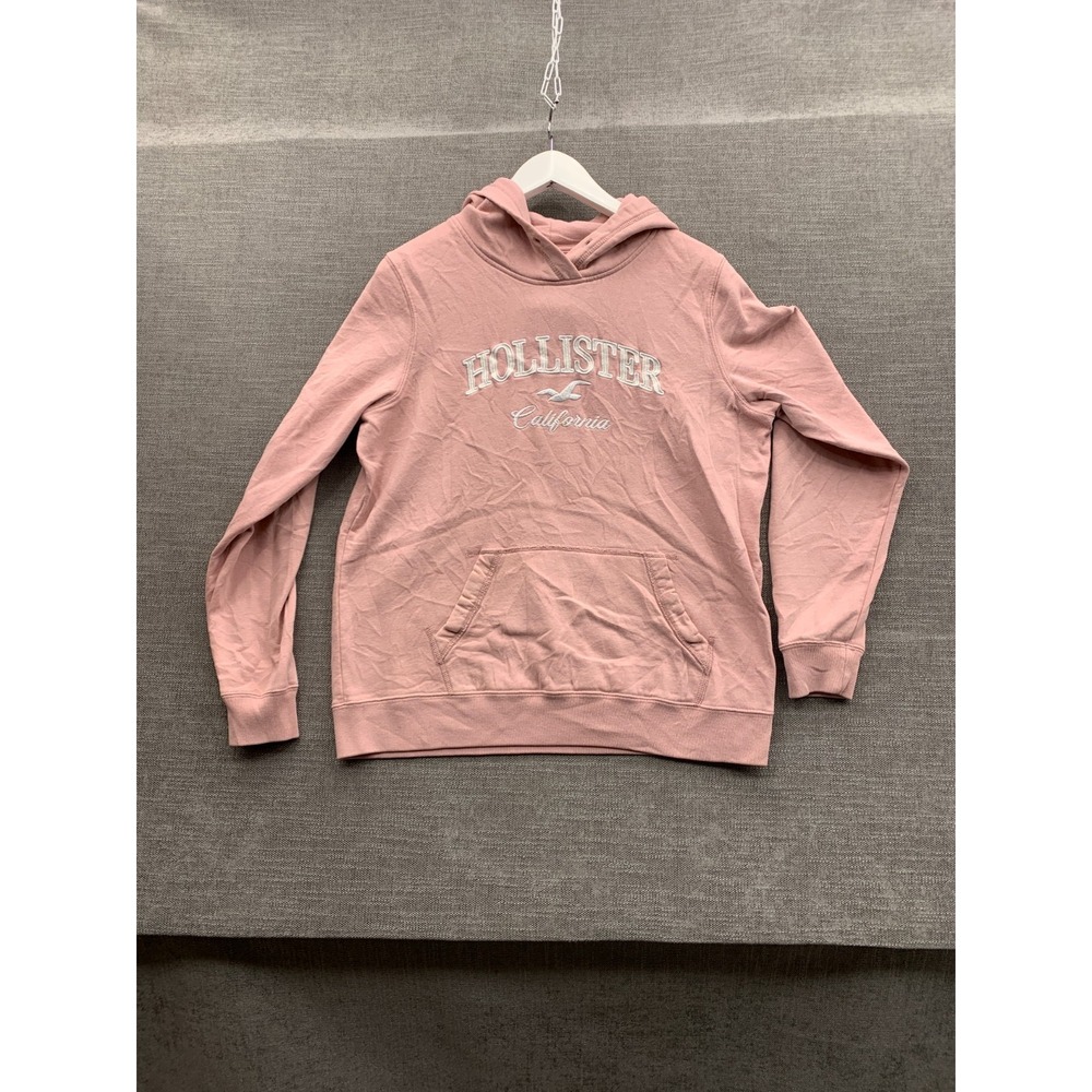 Hollister California Hoodie Womens Large Dusty Pink Fleece Lined Script Logo